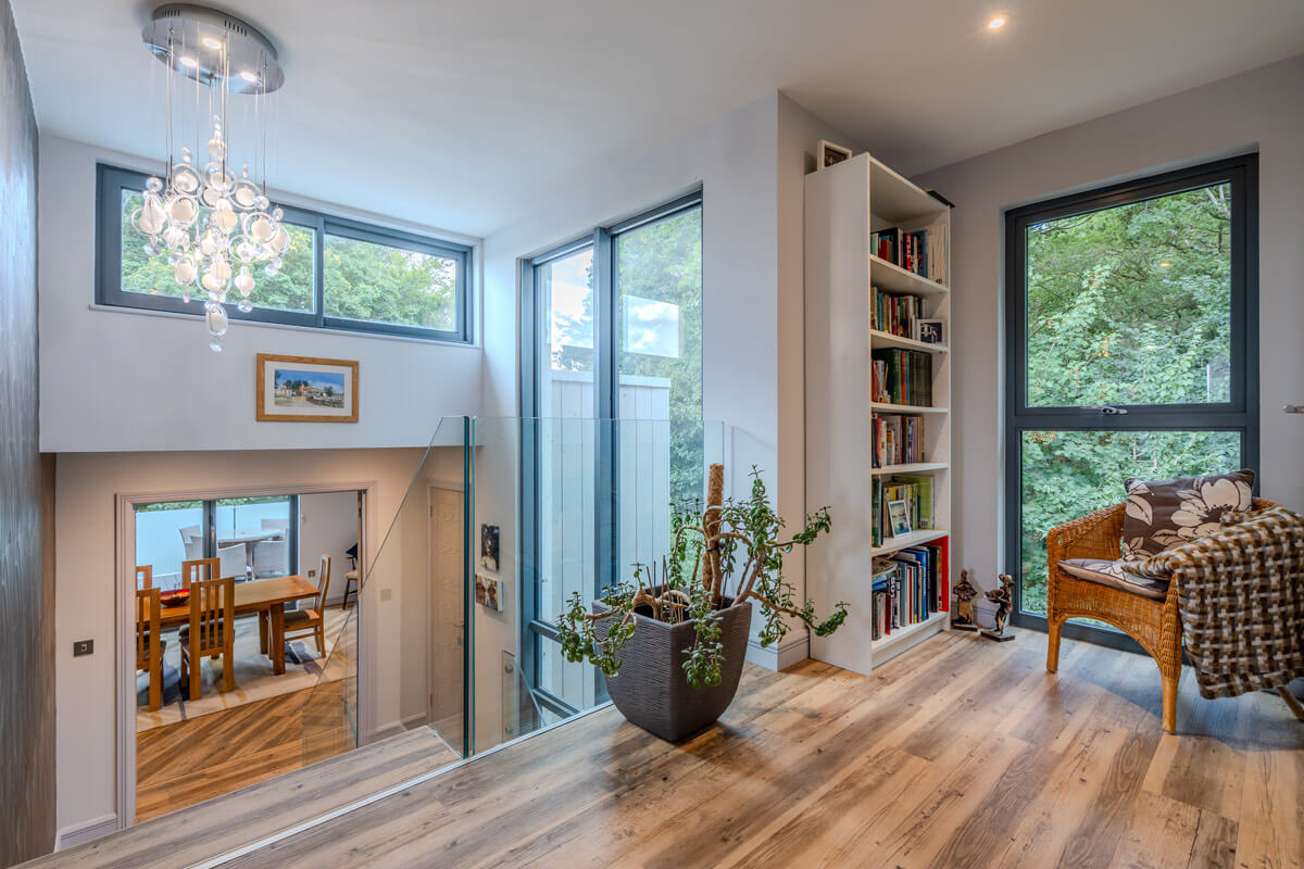 landing in modern eco house