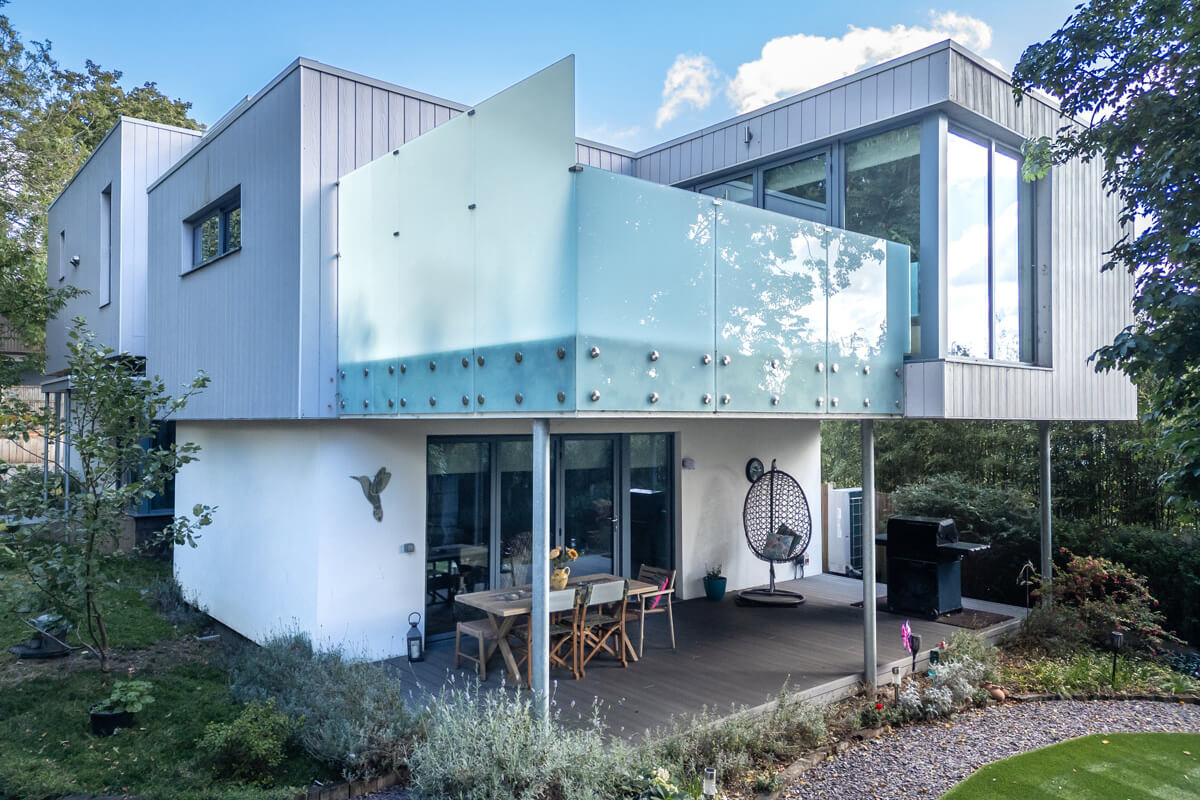 modern house rear elevation photography